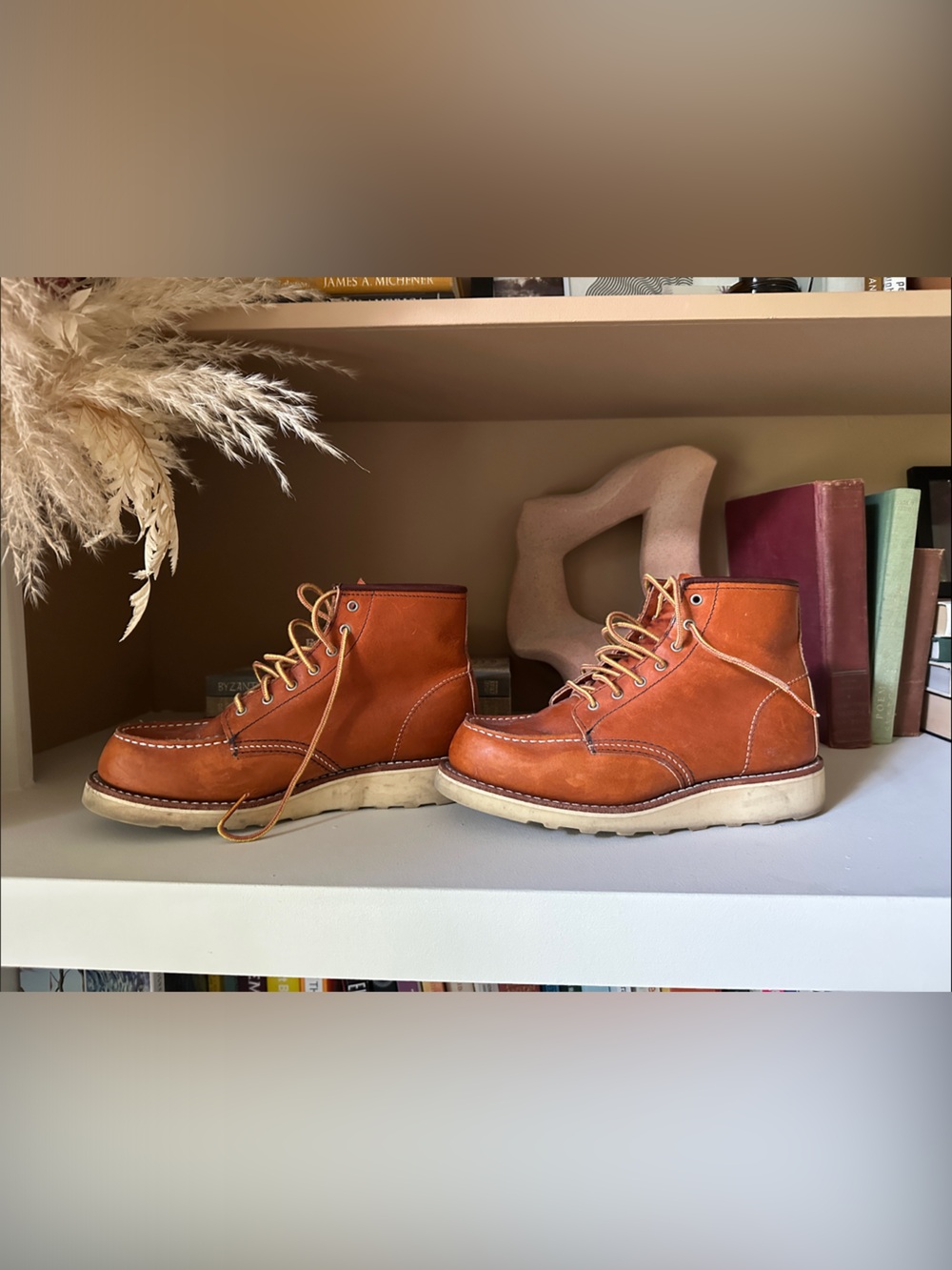 Red Wing Shoes Leather Lace-Up Boots in Chestnut Brown - Picture 3 of 4